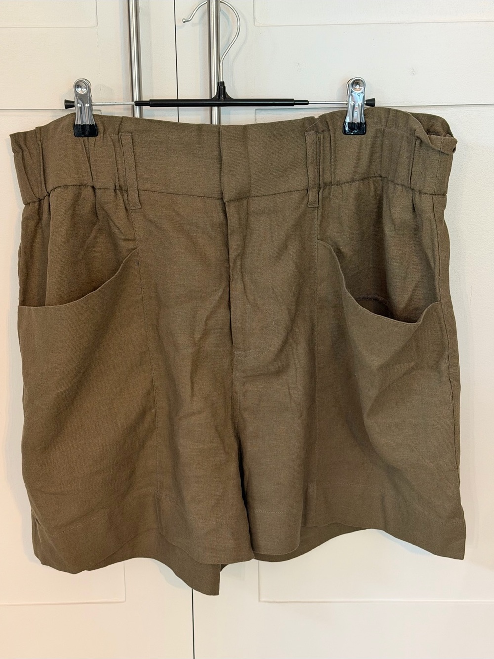 Simply Vera Vera Wang Olive-Green Paperbag Waist Shorts